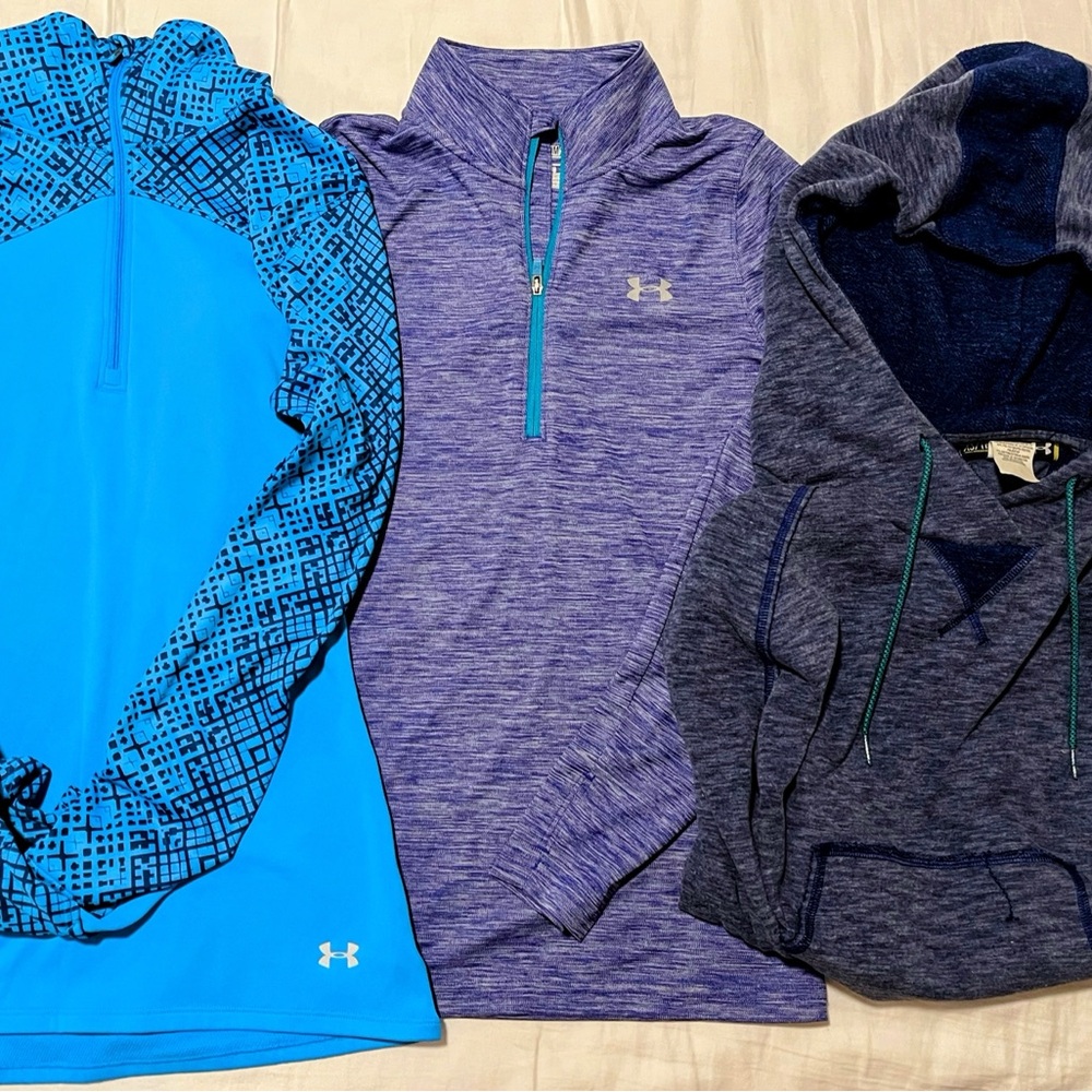 BUNDLE OF 3 Under Armour Activewear Sports Shirts XS, SM and Y MD